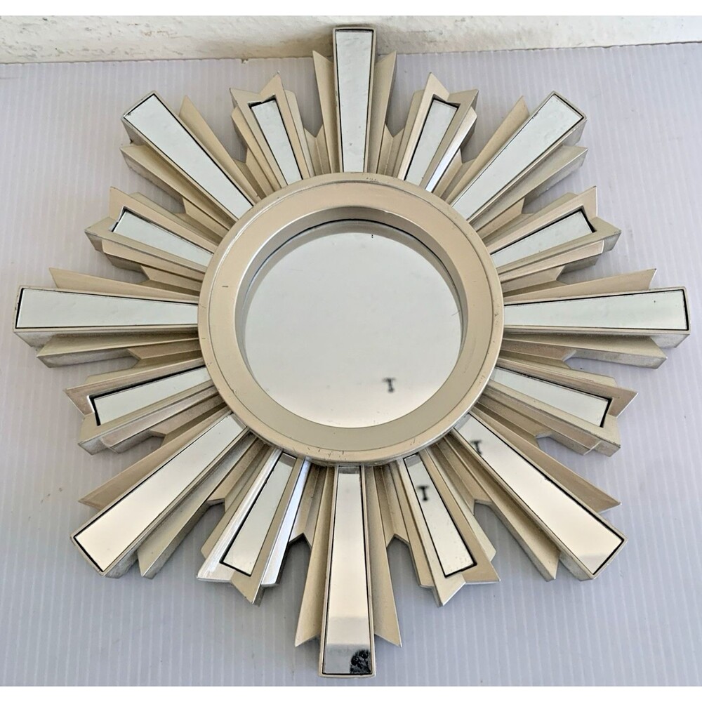 Sunburst Starburst Wall Mirror Sun Rays Hollywood Regency Decor 10.5" Plastic
